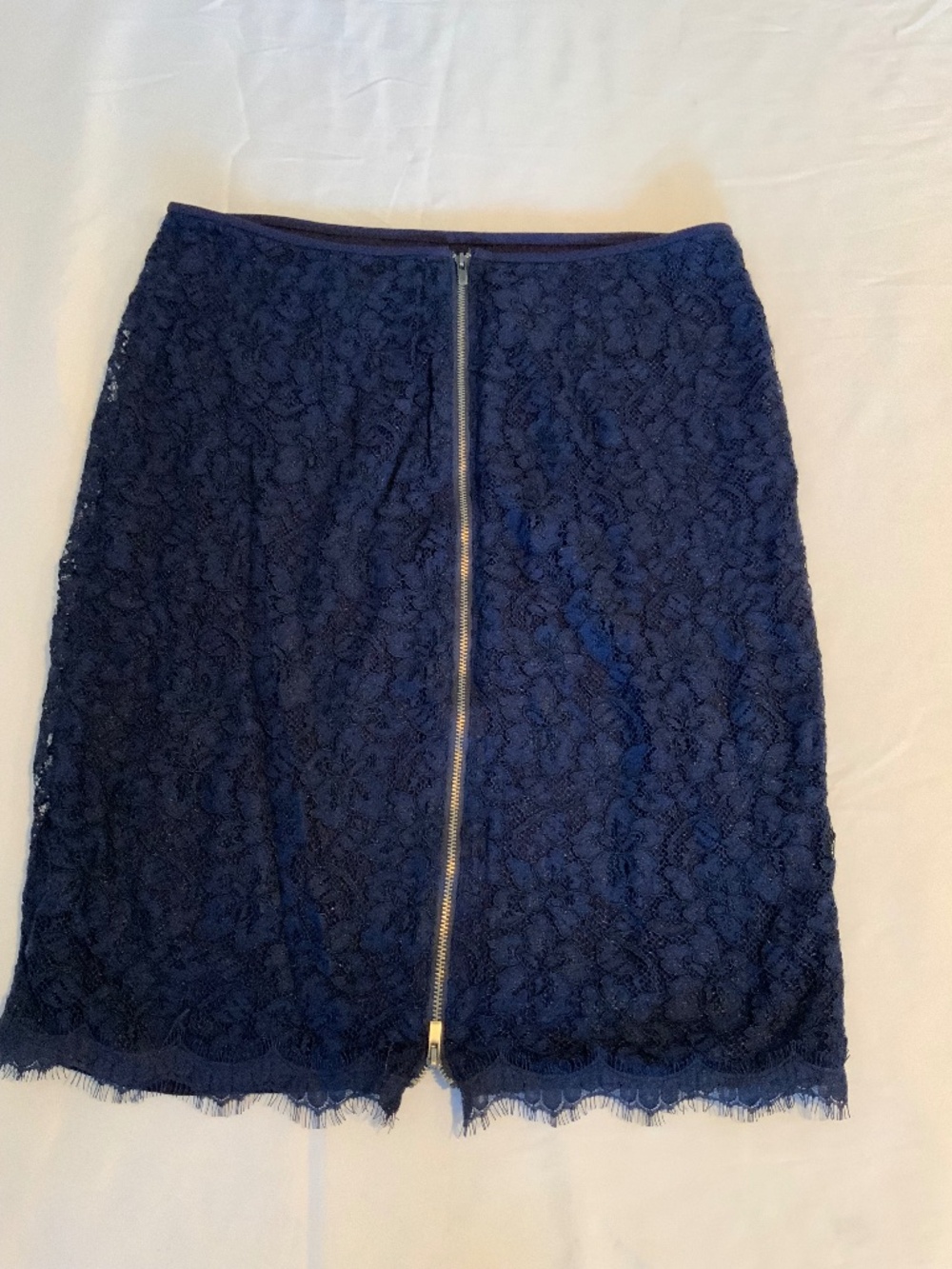 DVF Sz 12  Navy Blue Lace Skirt